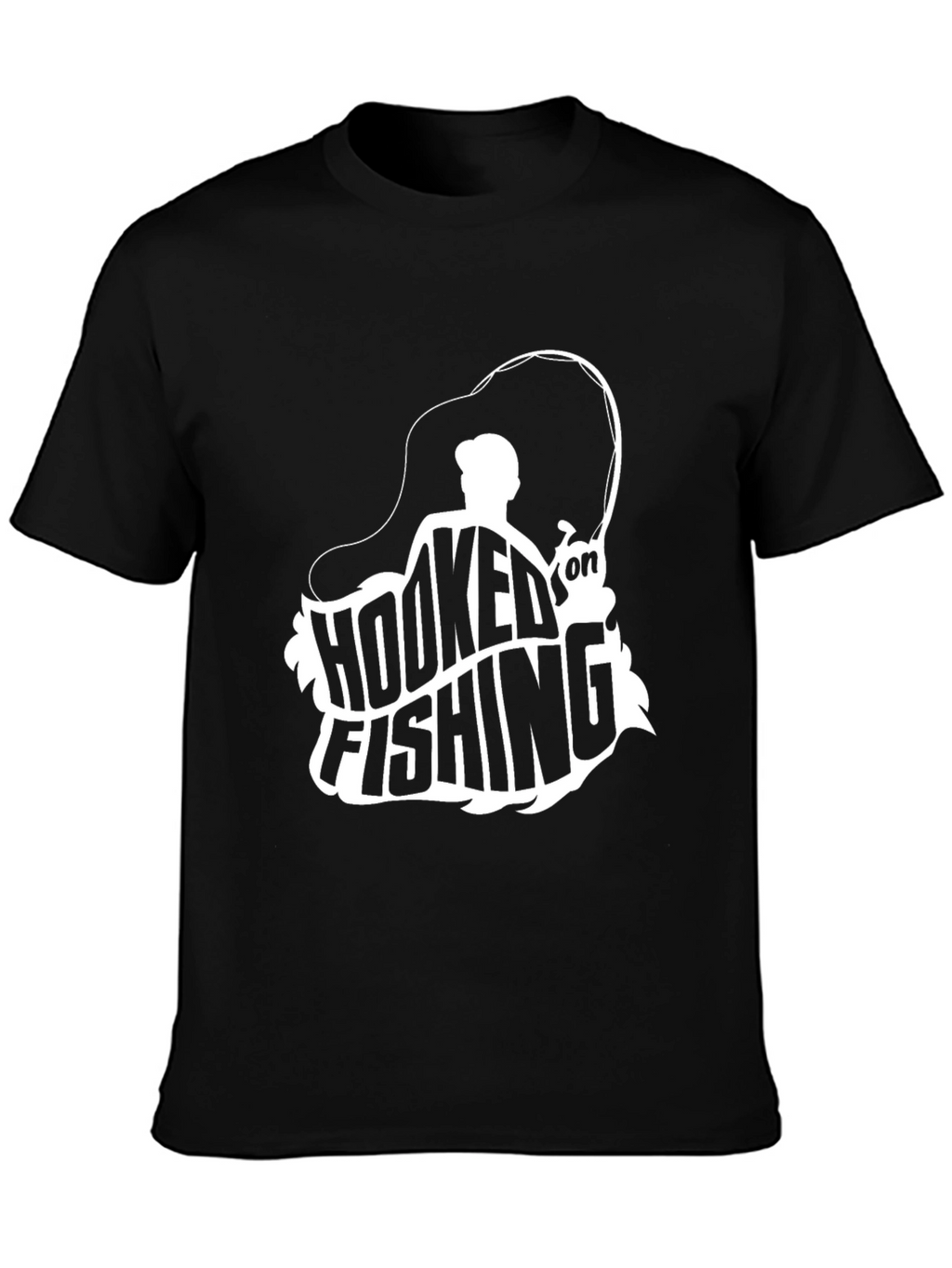 Hooked on Fishing Graphic Tee - Black Cotton
