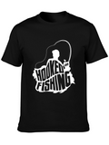 Hooked on Fishing Graphic Tee - Black Cotton