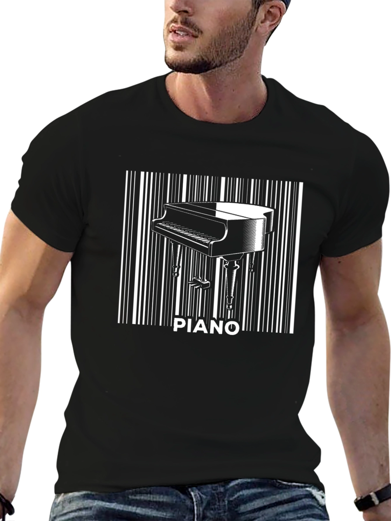 Piano Barcode T-Shirt - Music Lover Tee