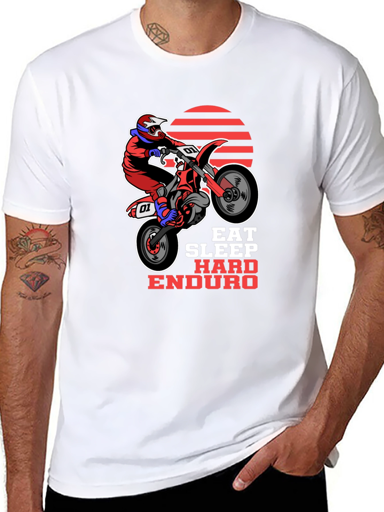 Eat Sleep Hard Enduro T-Shirt - Motorbike Design
