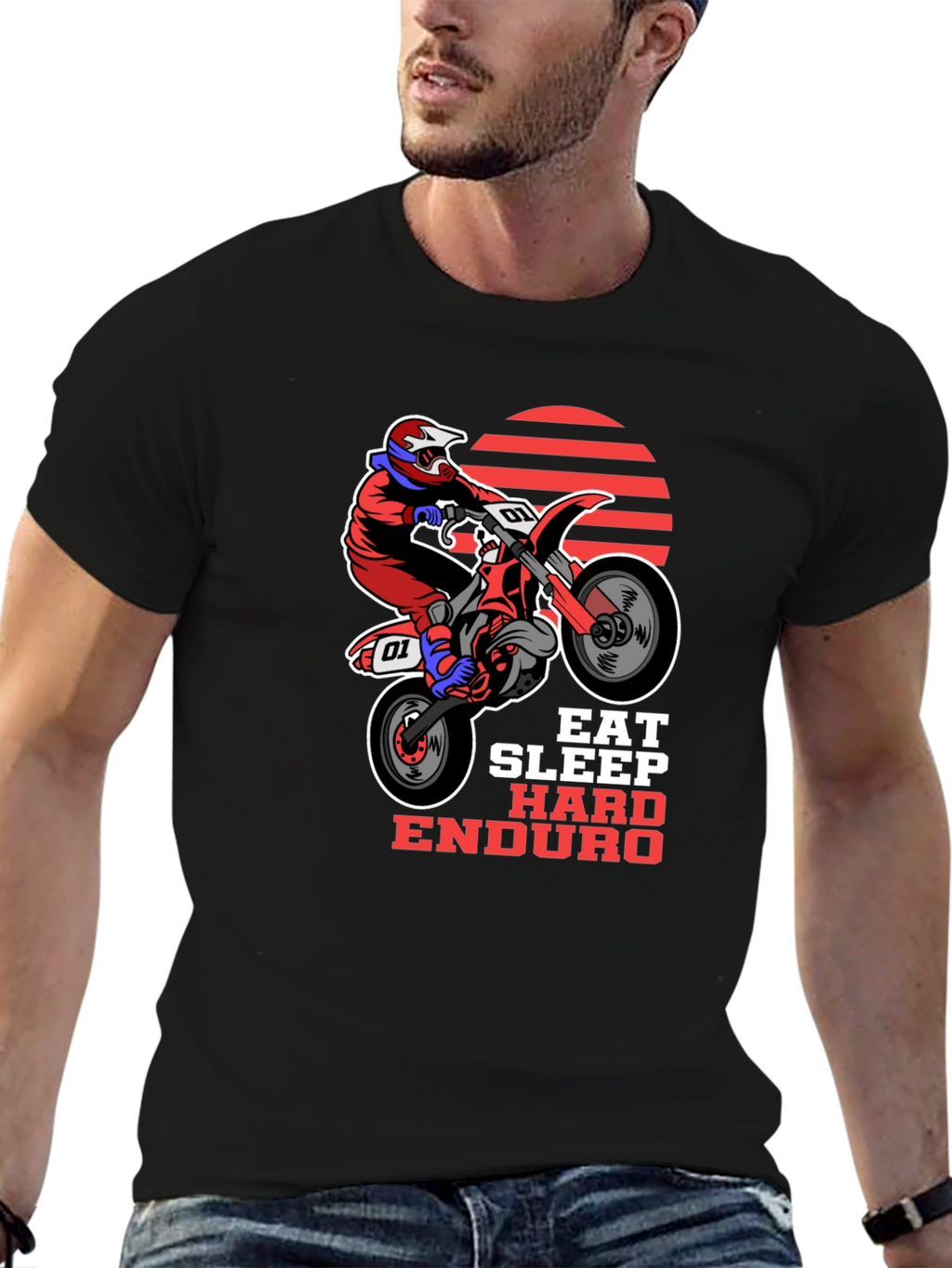 Eat Sleep Hard Enduro T-Shirt - Motorbike Design