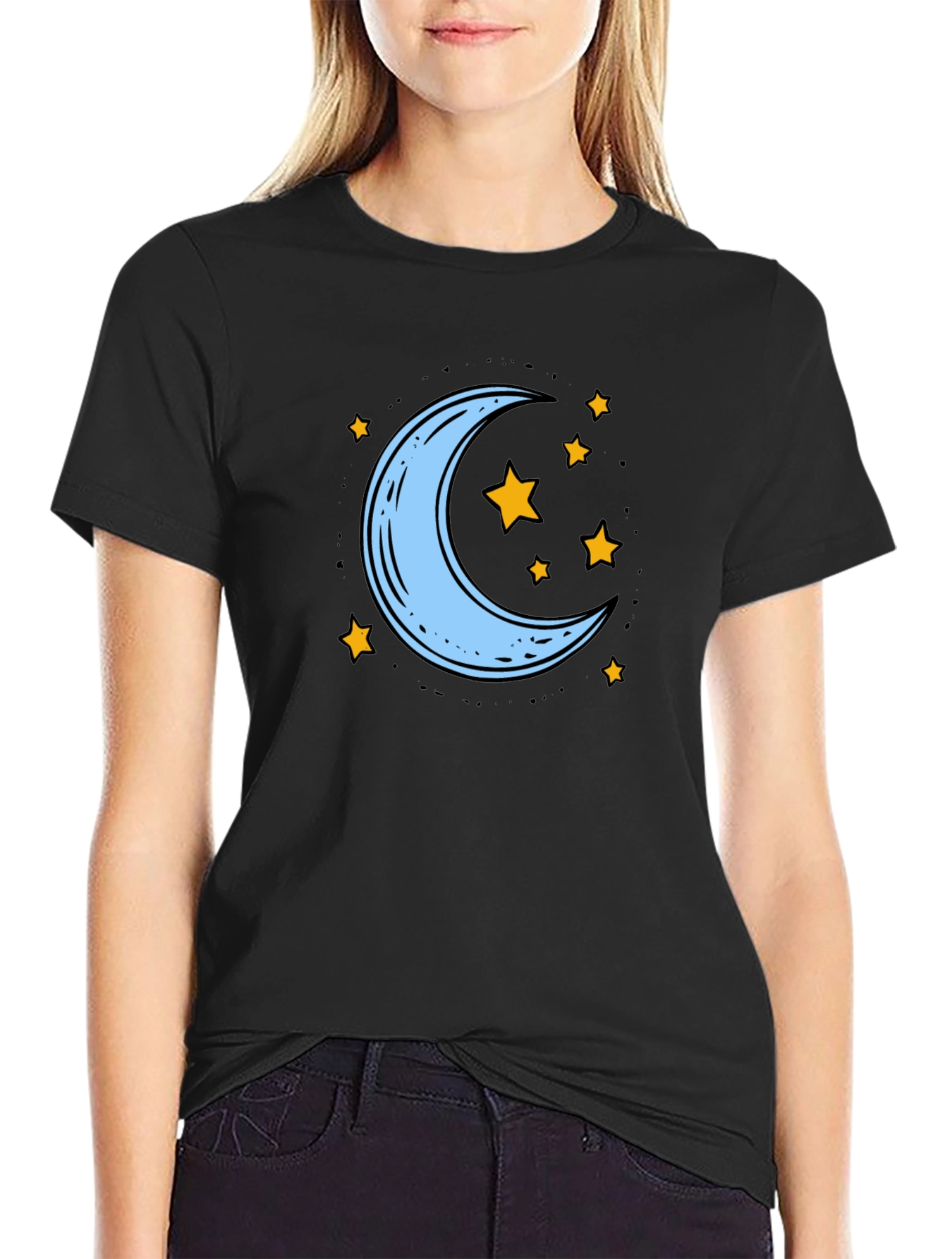 Moon and Stars Graphic Tee - Black