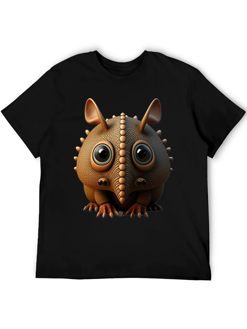 Cute Armadillo Cartoon Black T-Shirt