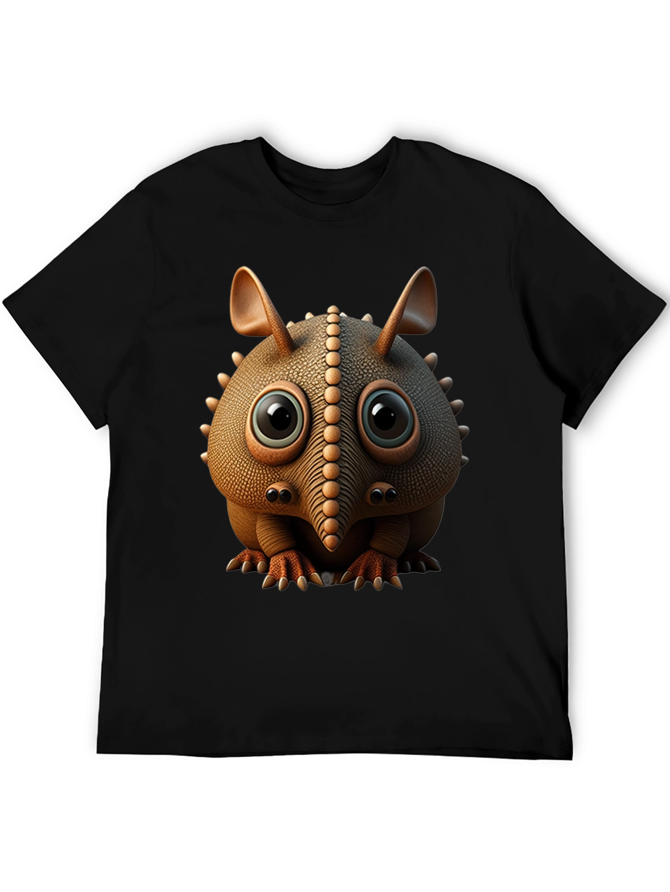 Cute Armadillo Cartoon Black T-Shirt