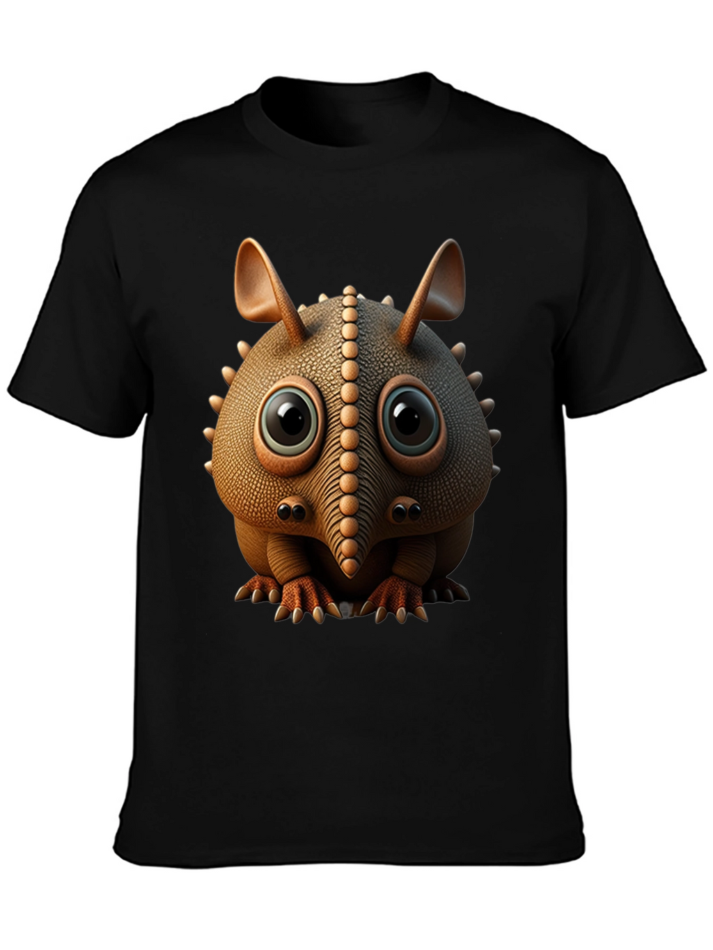Cute Armadillo Cartoon Black T-Shirt