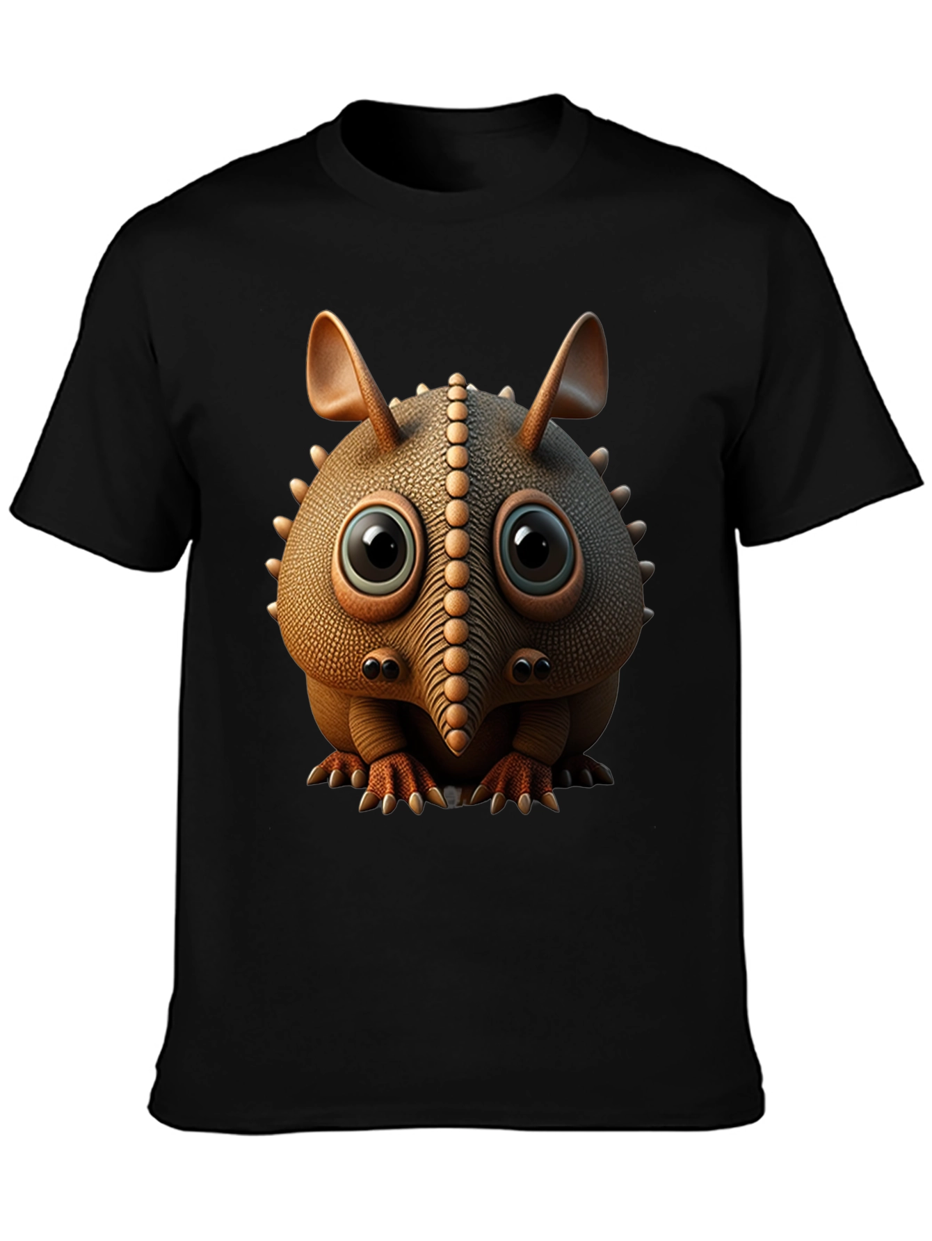 Cute Armadillo Cartoon Black T-Shirt