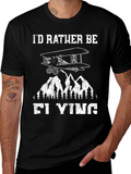 Id Rather Be Flying T-Shirt - Aviation Biplane Design