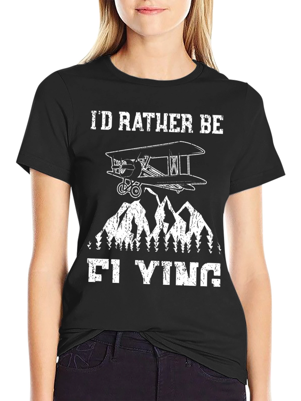 Id Rather Be Flying T-Shirt - Aviation Biplane Design