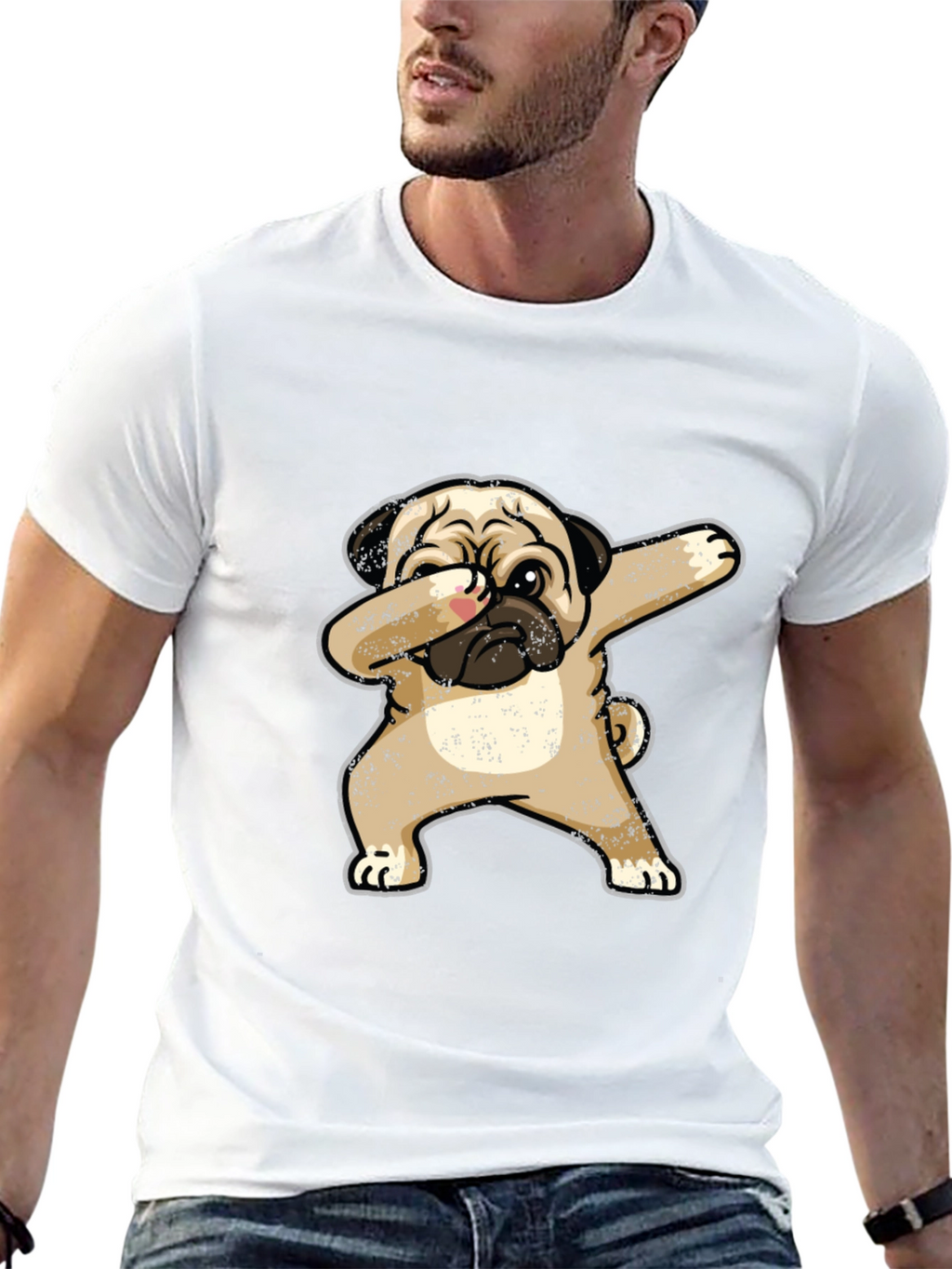 Dabbing Pug Graphic Tee - Black Cotton T-Shirt