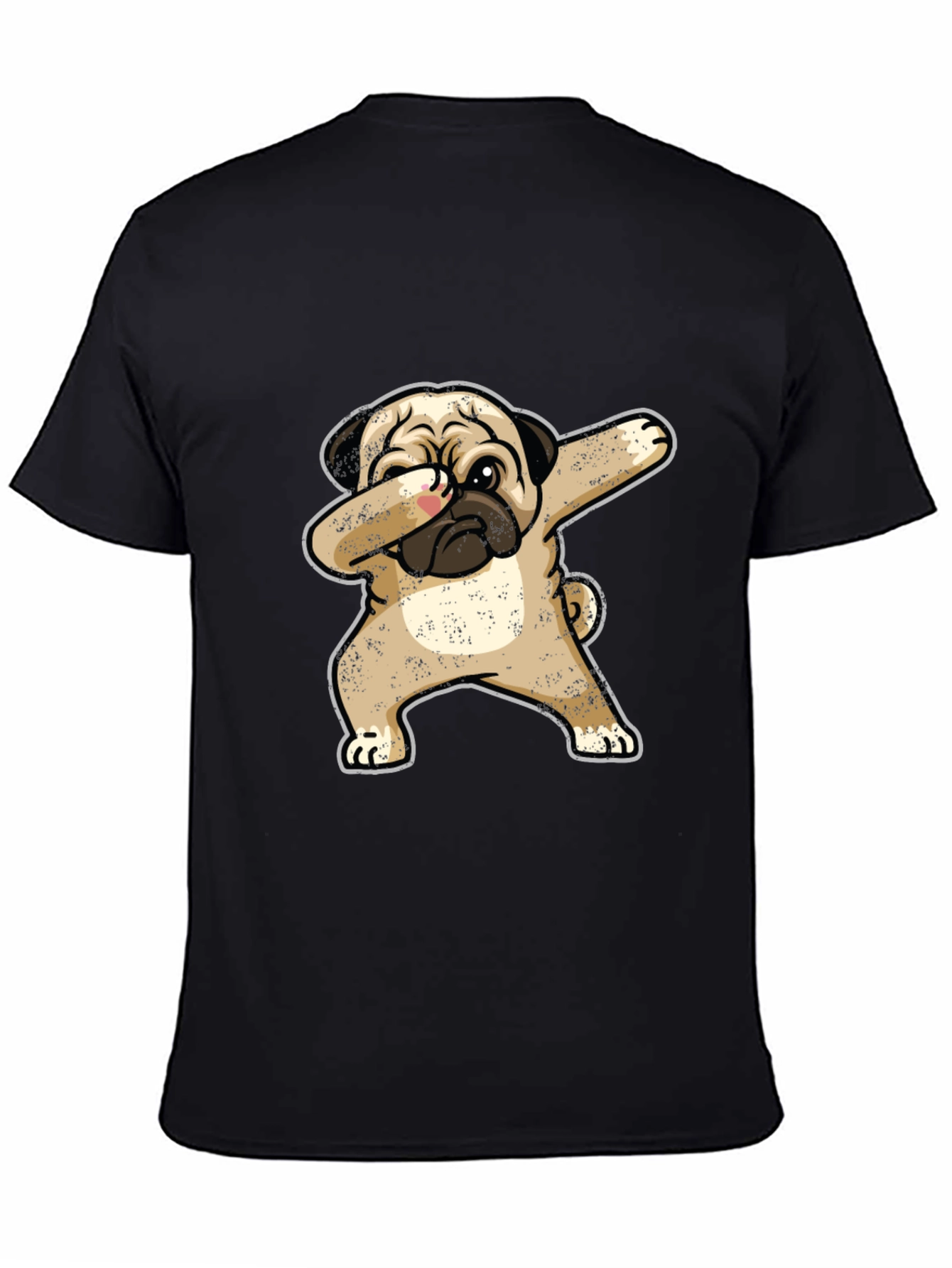 Dabbing Pug Graphic Tee - Black Cotton T-Shirt