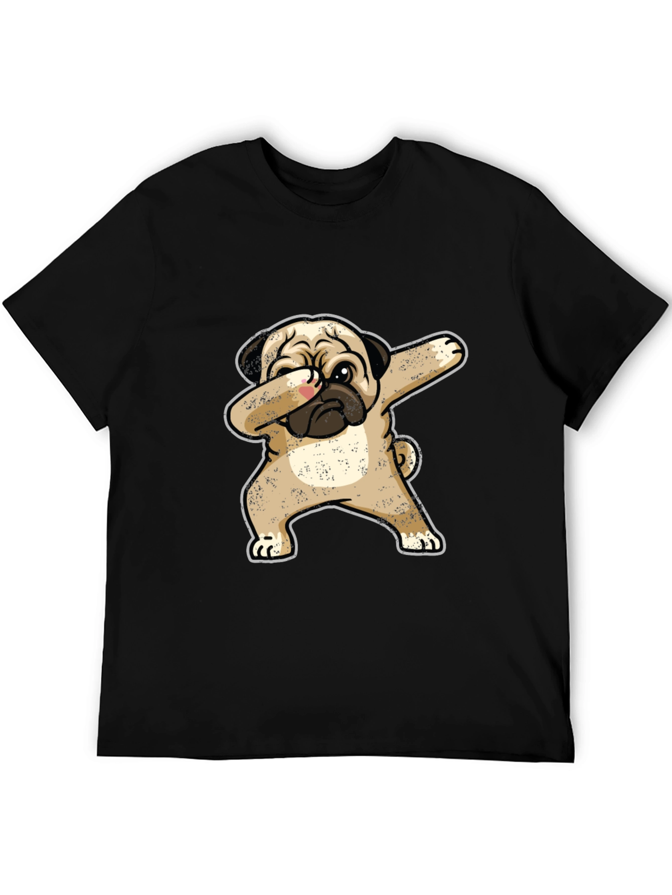 Dabbing Pug Graphic Tee - Black Cotton T-Shirt
