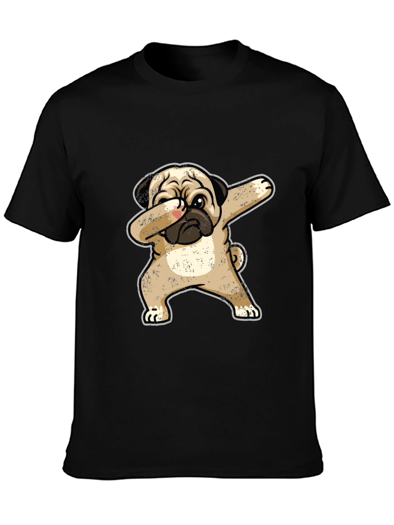Dabbing Pug Graphic Tee - Black Cotton T-Shirt