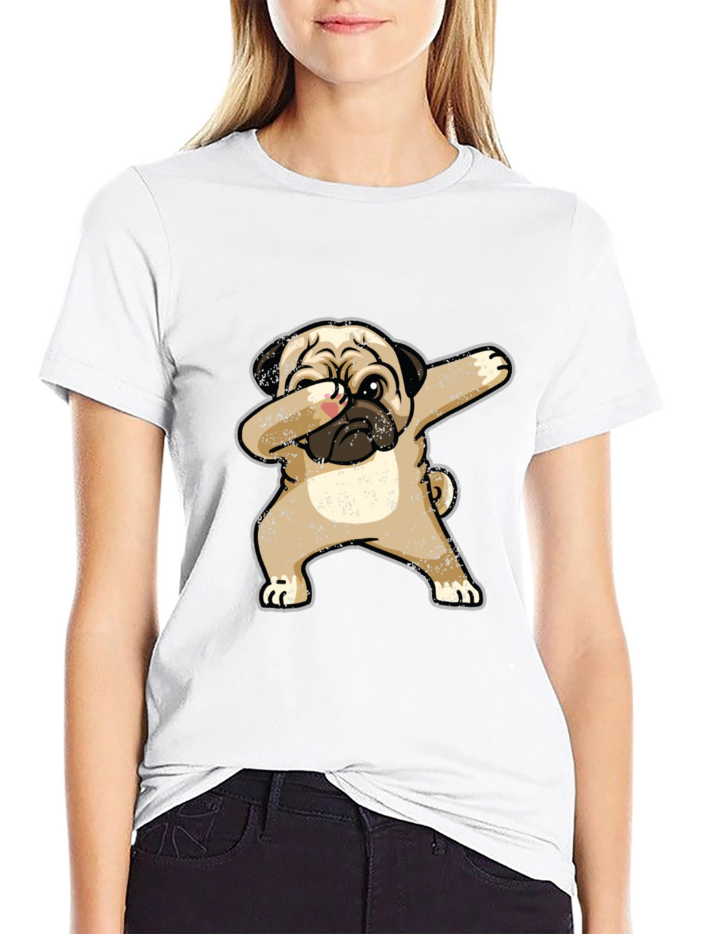 Dabbing Pug Graphic Tee - Black Cotton T-Shirt