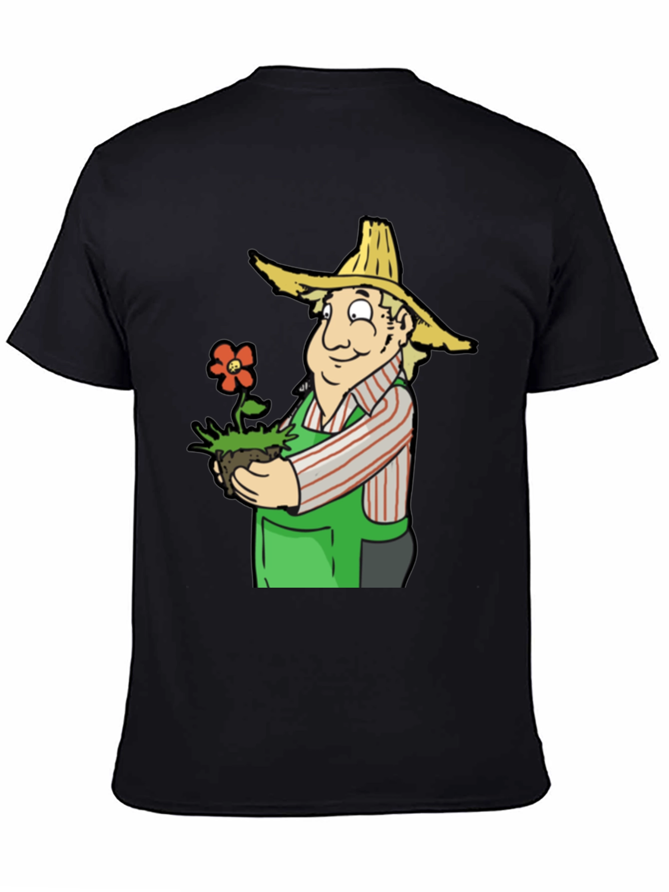 Gardener Cartoon T-Shirt - Black Cotton Tee