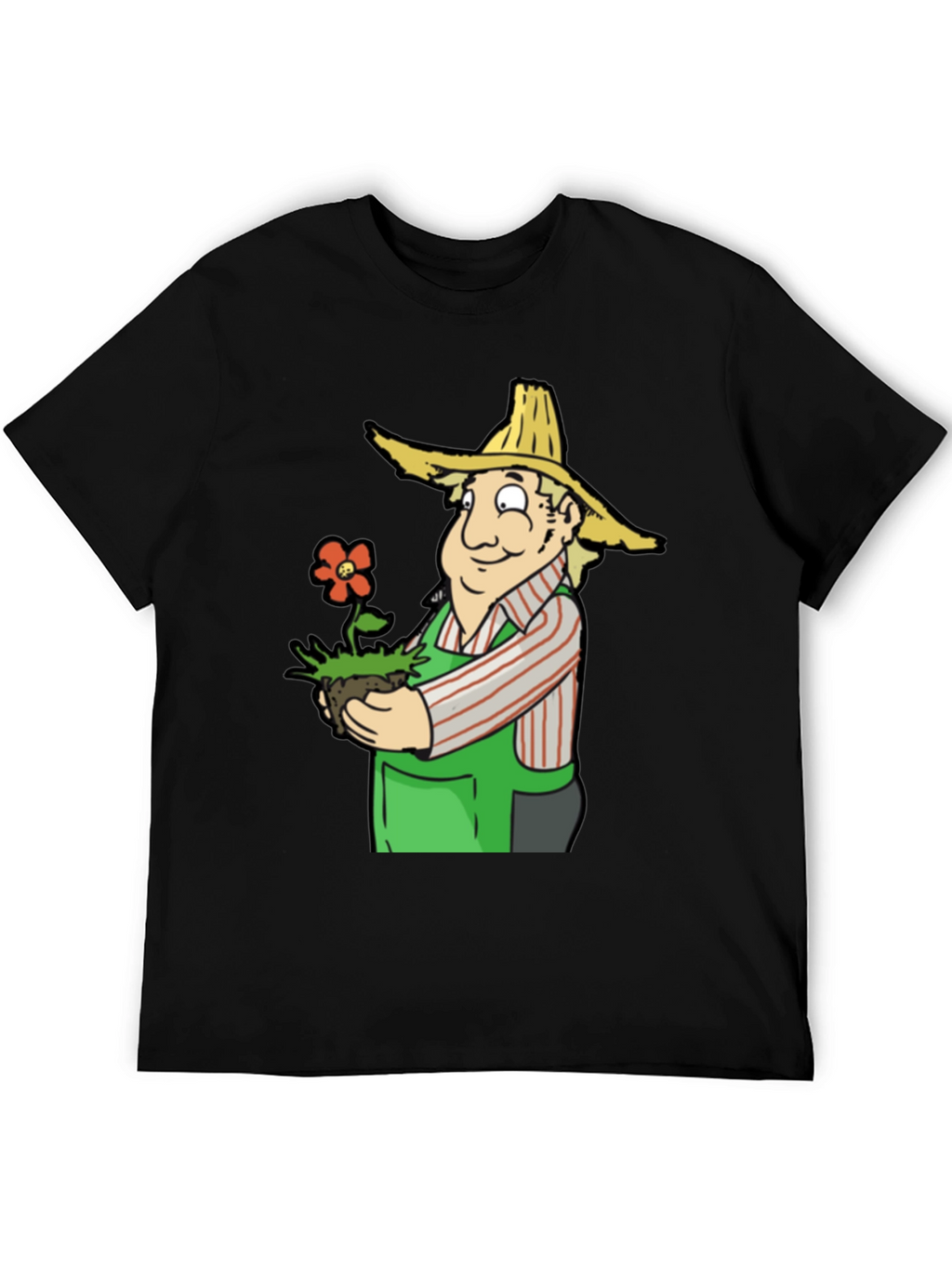 Gardener Cartoon T-Shirt - Black Cotton Tee