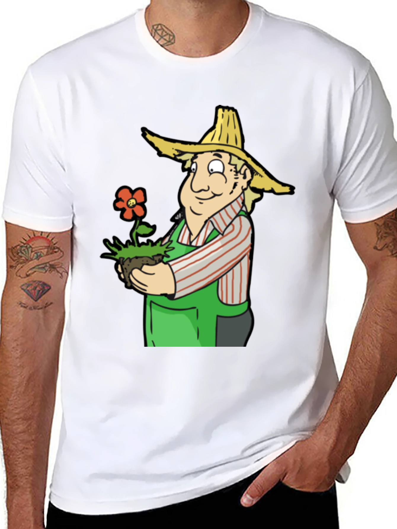Gardener Cartoon T-Shirt - Black Cotton Tee