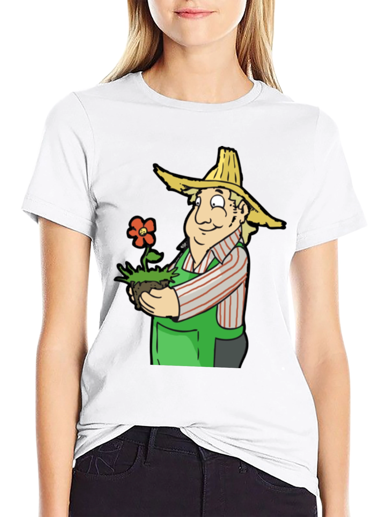 Gardener Cartoon T-Shirt - Black Cotton Tee