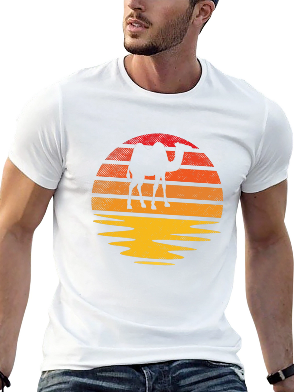 Camel Silhouette Sunset T-Shirt - Retro Style