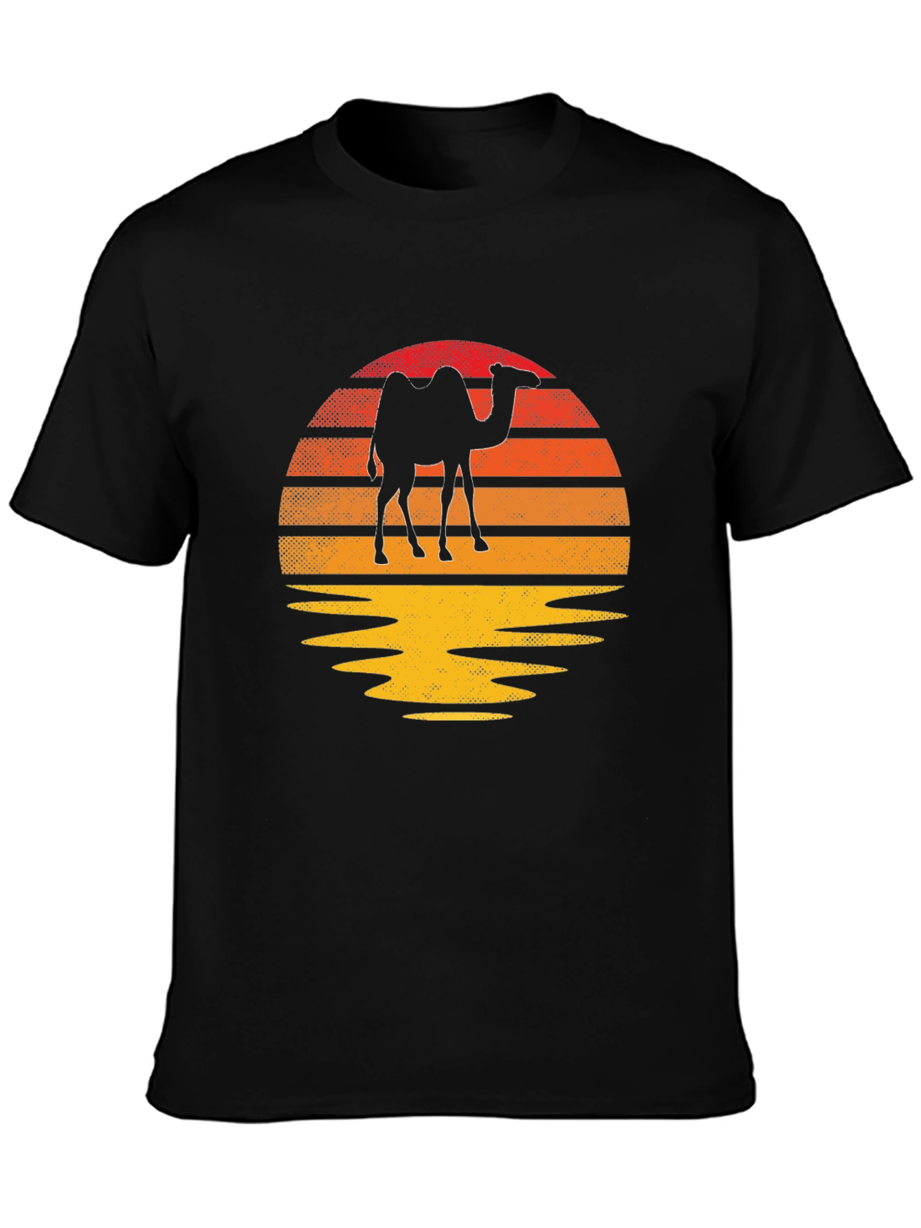 Camel Silhouette Sunset T-Shirt - Retro Style
