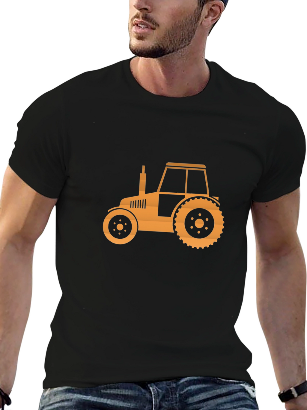 Tractor Graphic Tee - Mens Black Cotton T-Shirt