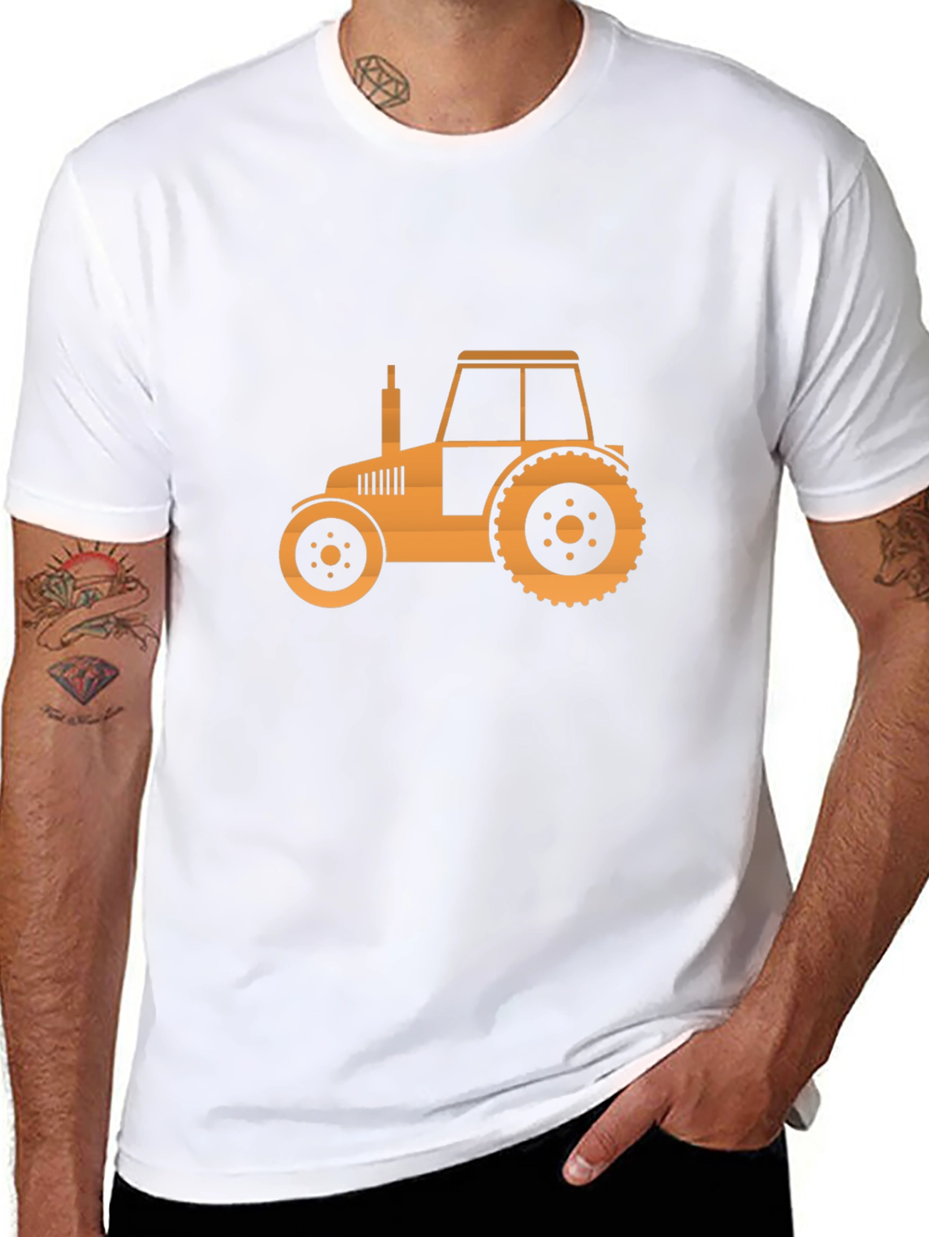 Tractor Graphic Tee - Mens Black Cotton T-Shirt