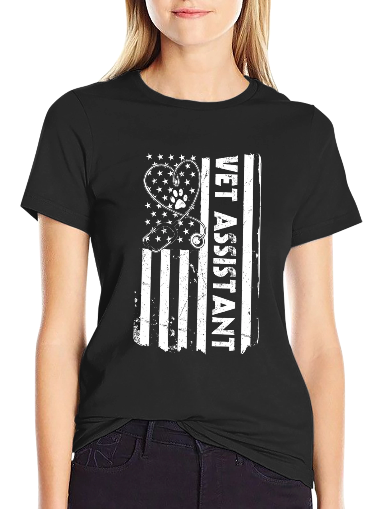 Vet Assistant USA Flag Graphic T-Shirt