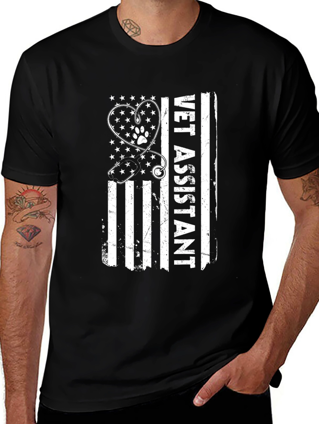 Vet Assistant USA Flag Graphic T-Shirt