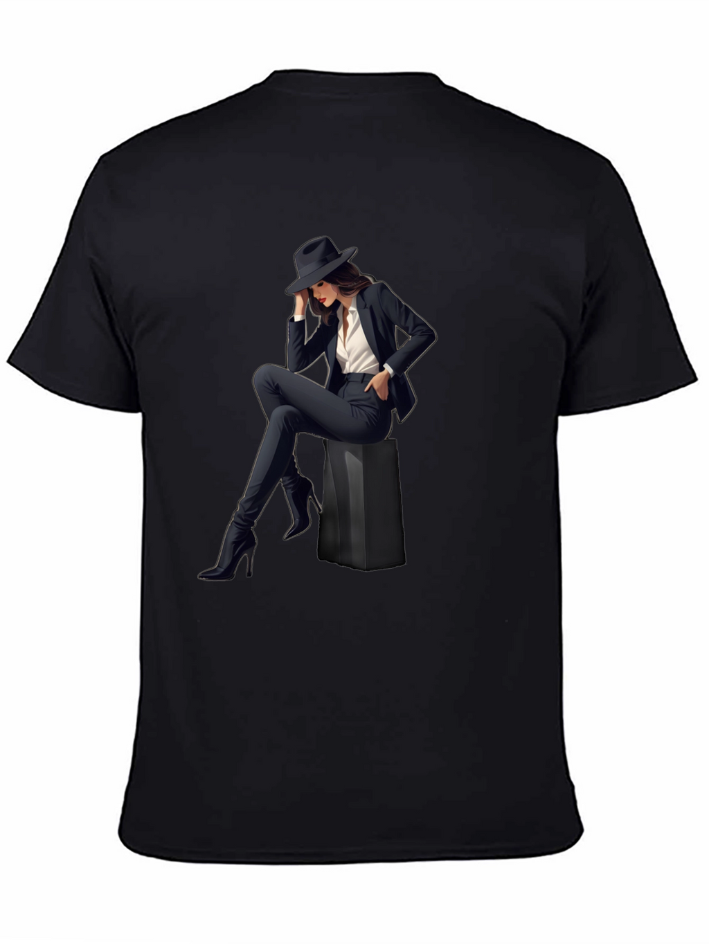 Stylish Womans Graphic Print T-Shirt - Black