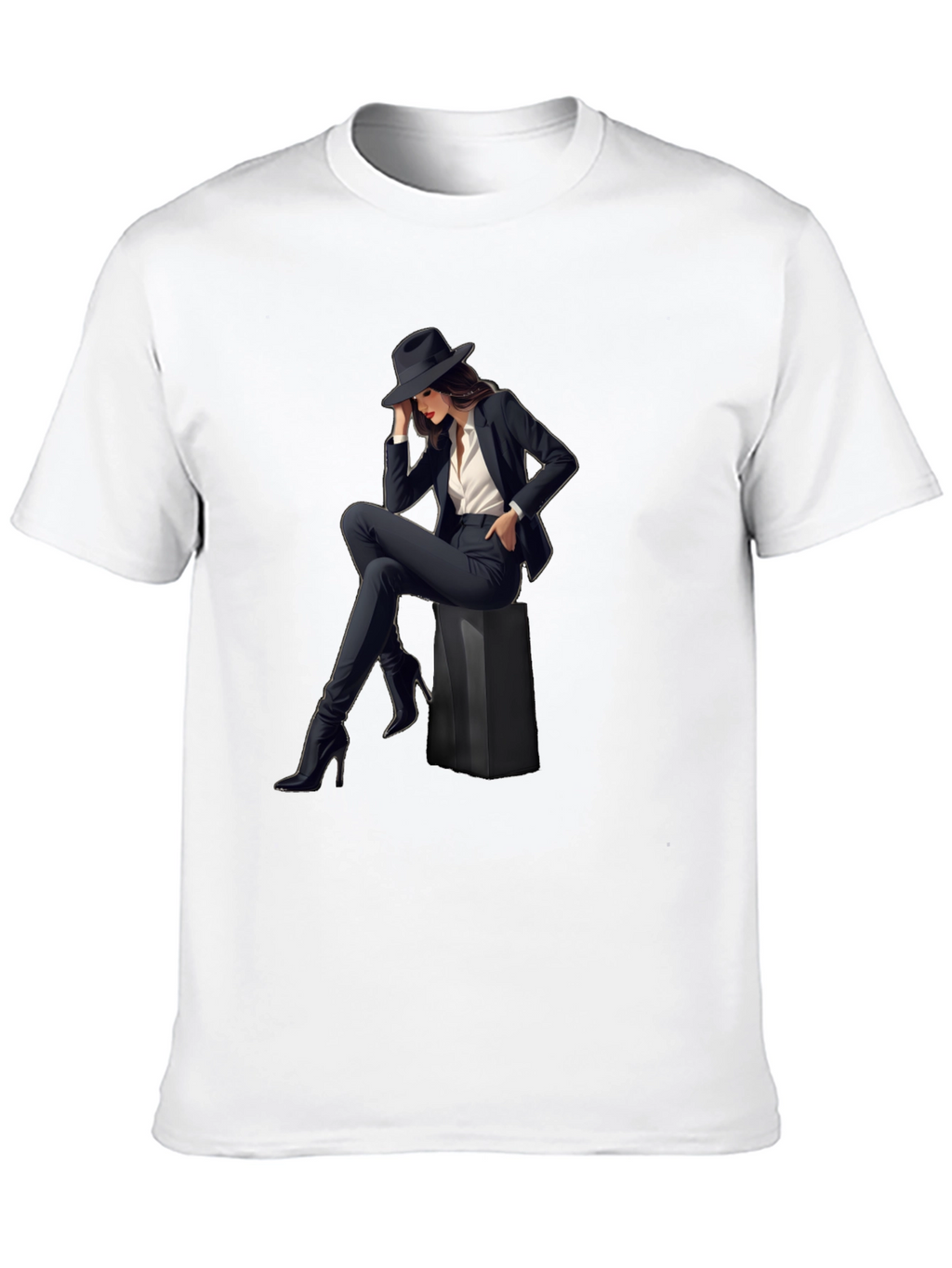 Stylish Womans Graphic Print T-Shirt - Black