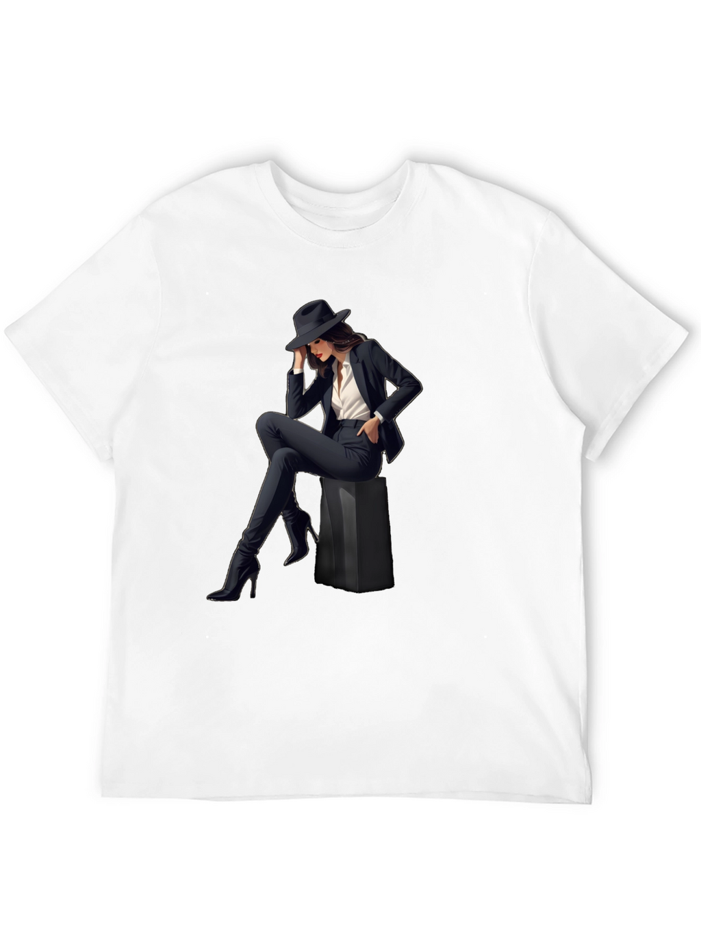 Stylish Womans Graphic Print T-Shirt - Black