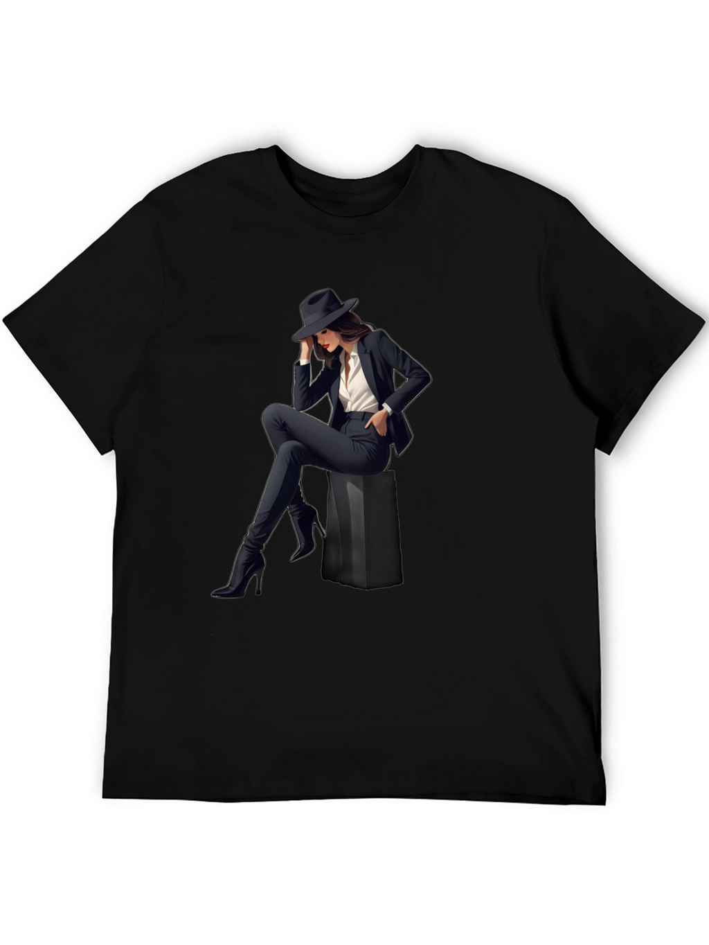 Stylish Womans Graphic Print T-Shirt - Black