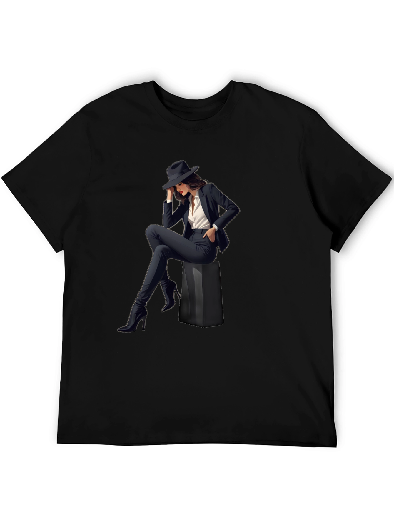 Stylish Womans Graphic Print T-Shirt - Black
