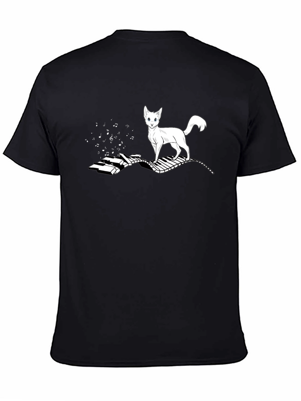 Cat on Piano T-Shirt - Musical Feline Tee