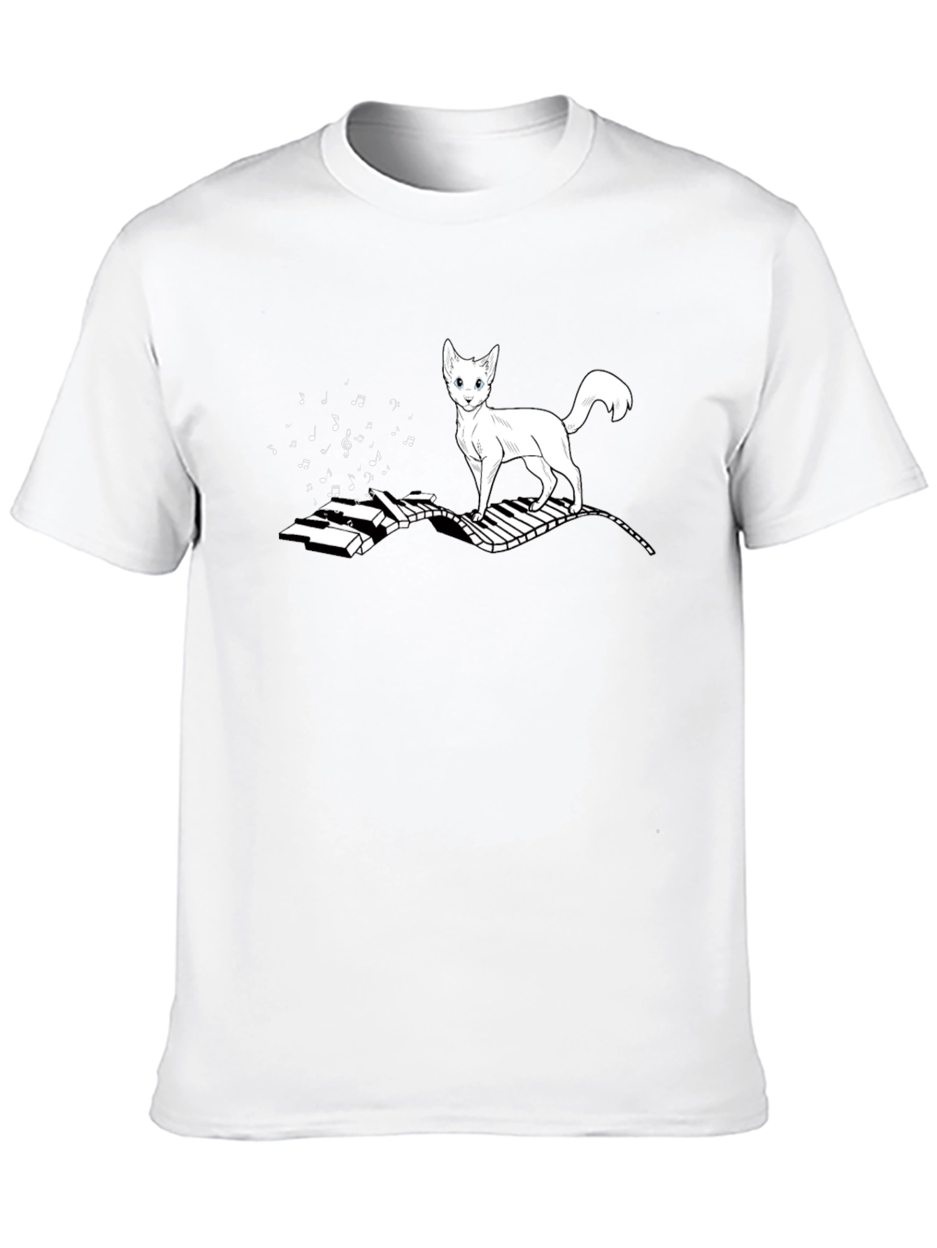 Cat on Piano T-Shirt - Musical Feline Tee