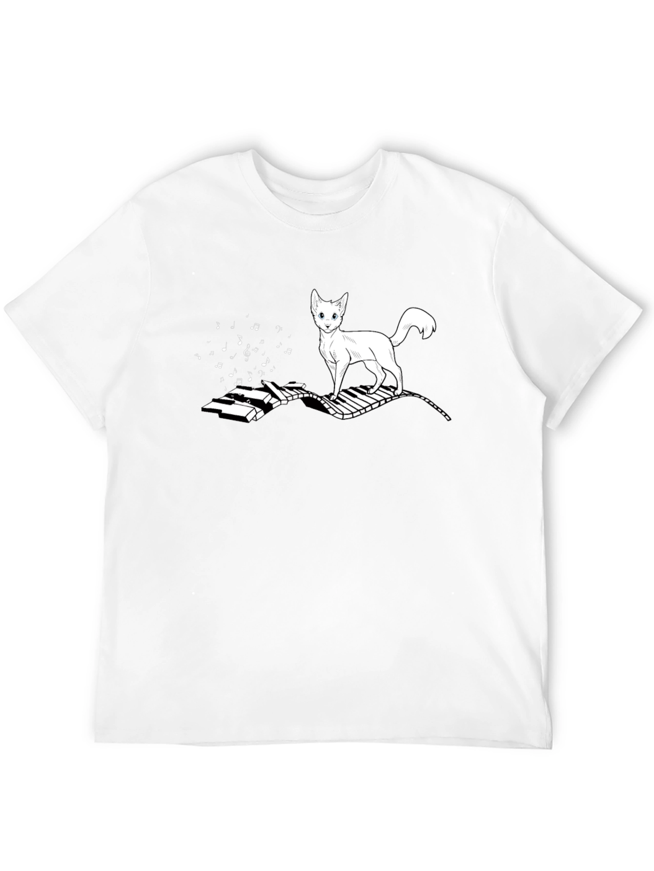 Cat on Piano T-Shirt - Musical Feline Tee