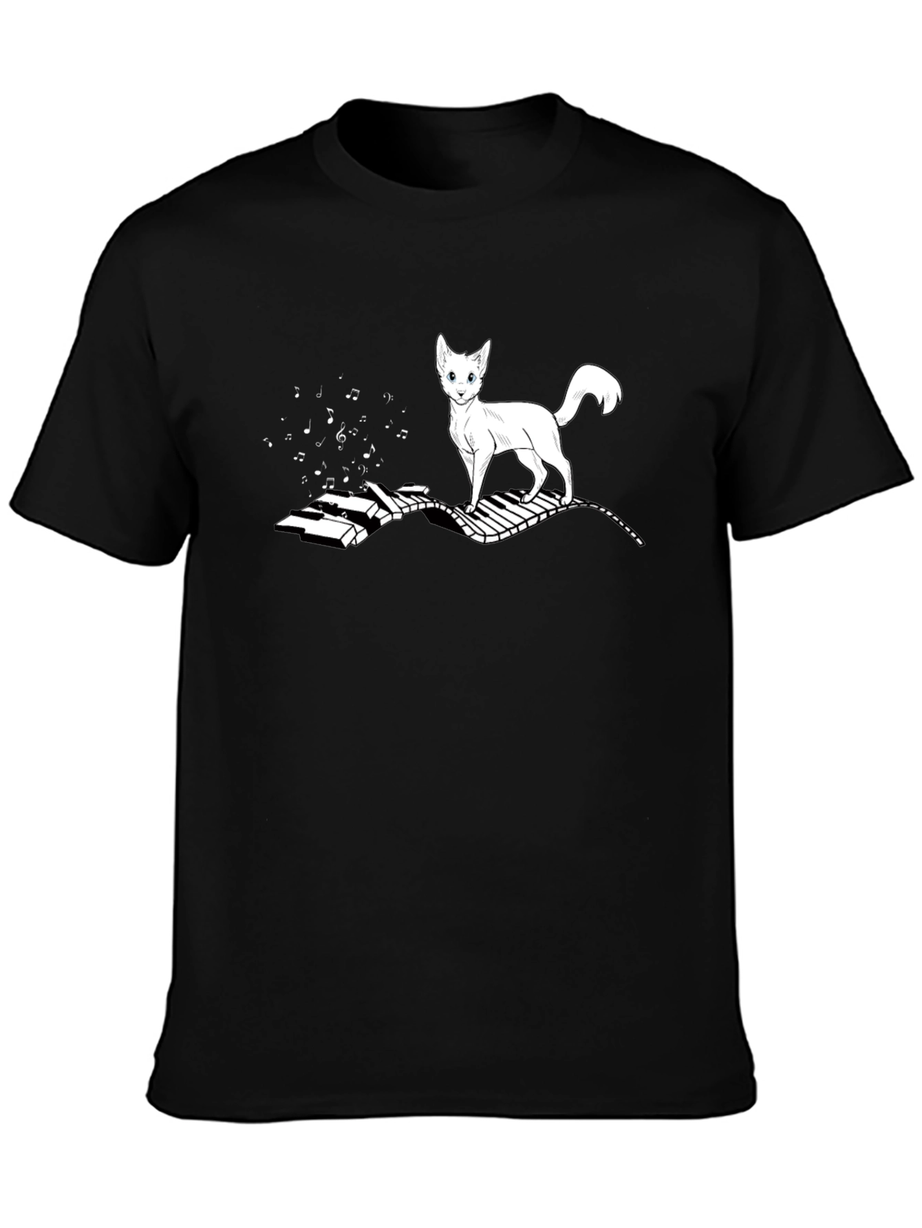 Cat on Piano T-Shirt - Musical Feline Tee