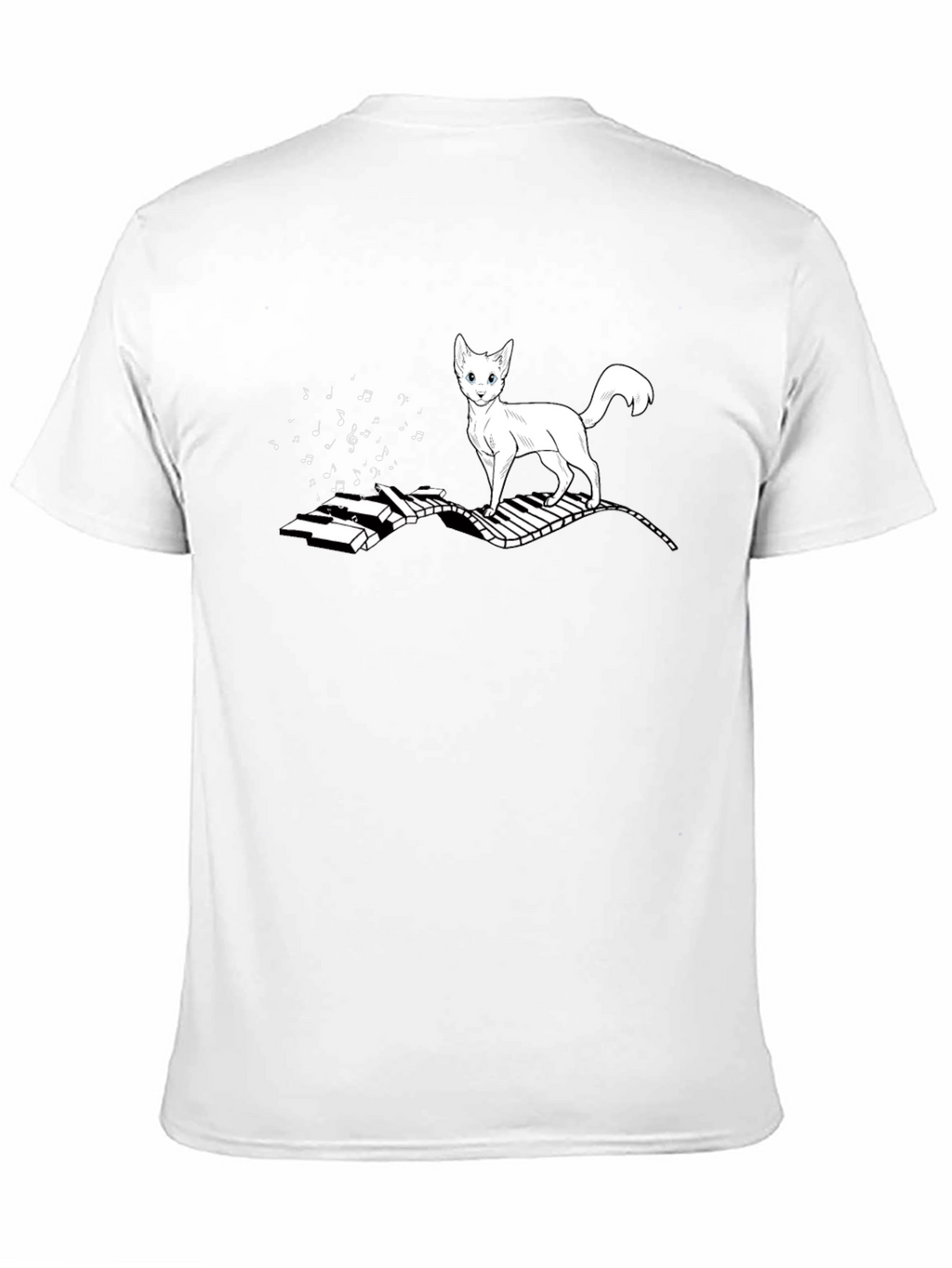 Cat on Piano T-Shirt - Musical Feline Tee