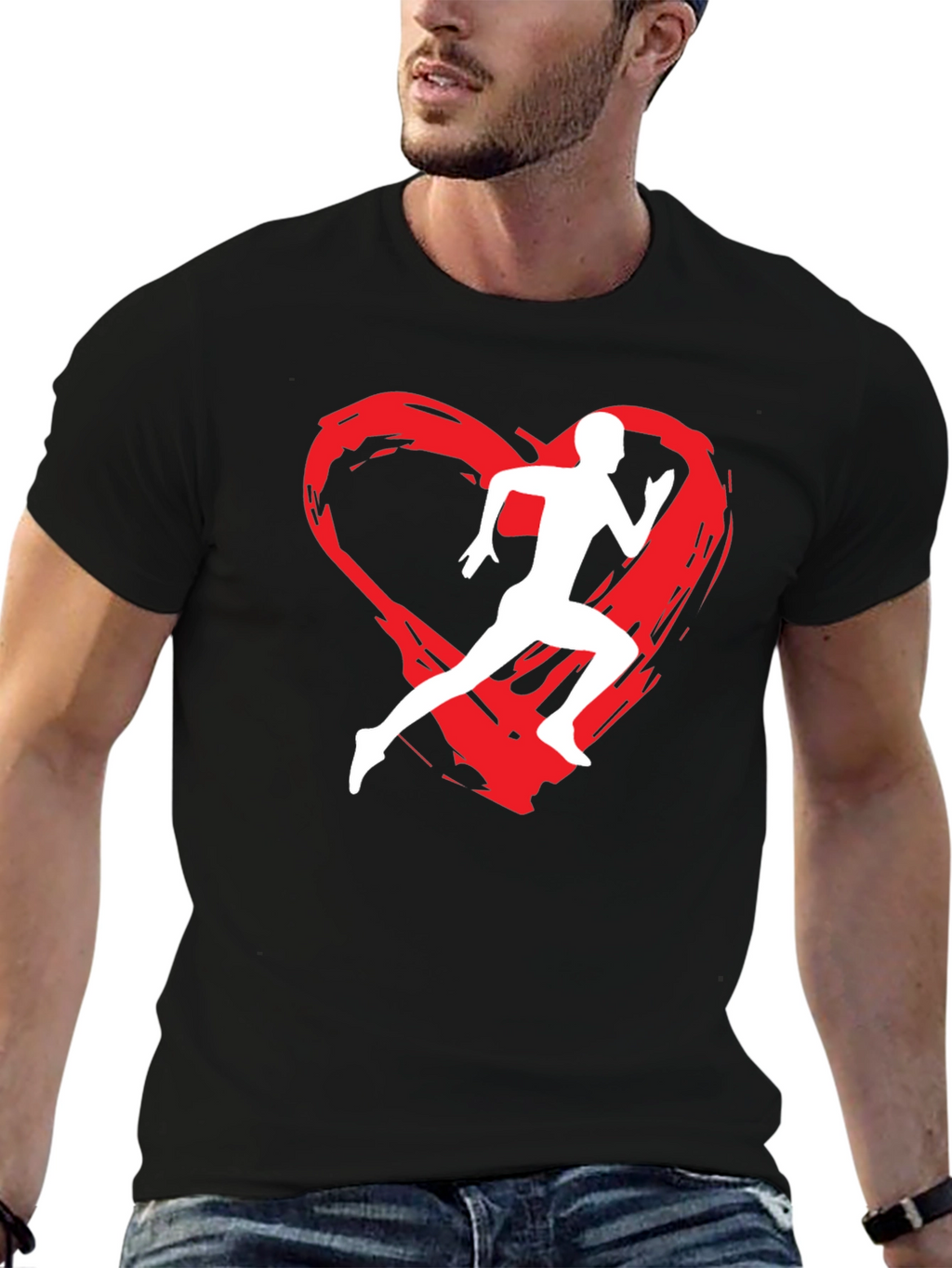 Runners Heart Graphic T-Shirt - Black