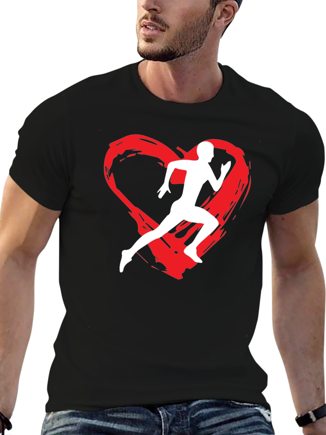 Runners Heart Graphic T-Shirt - Black