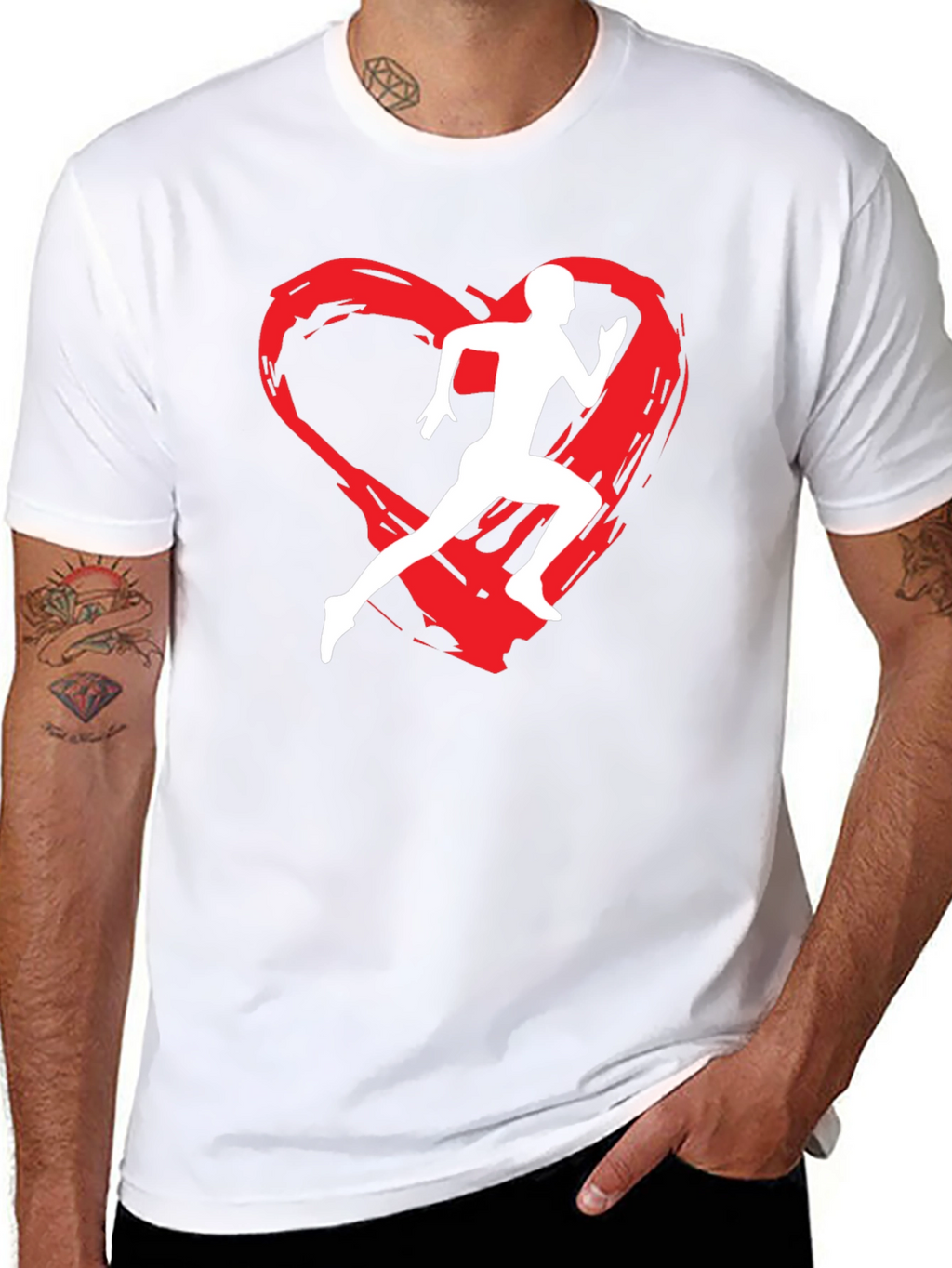 Runners Heart Graphic T-Shirt - Black