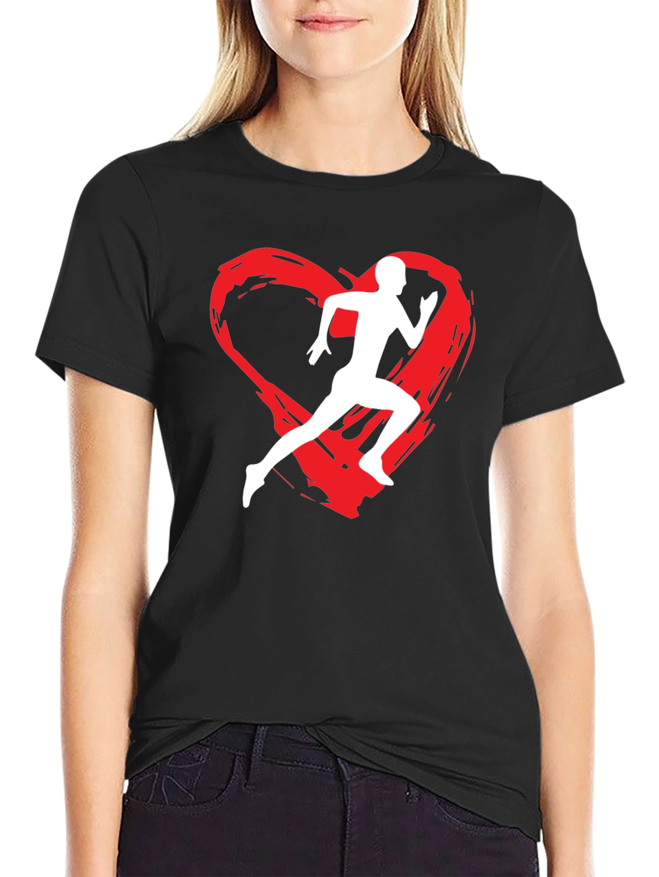 Runners Heart Graphic T-Shirt - Black