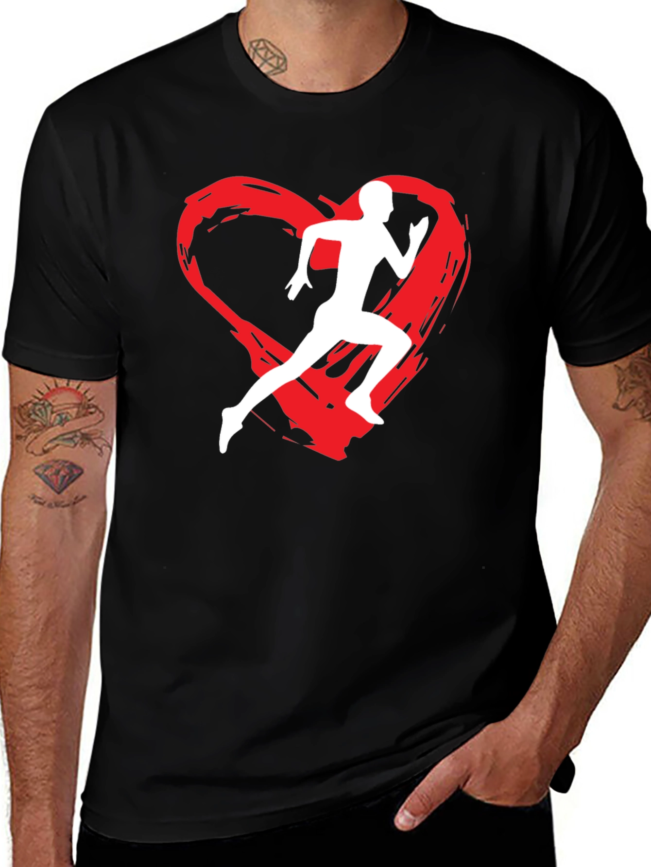 Runners Heart Graphic T-Shirt - Black