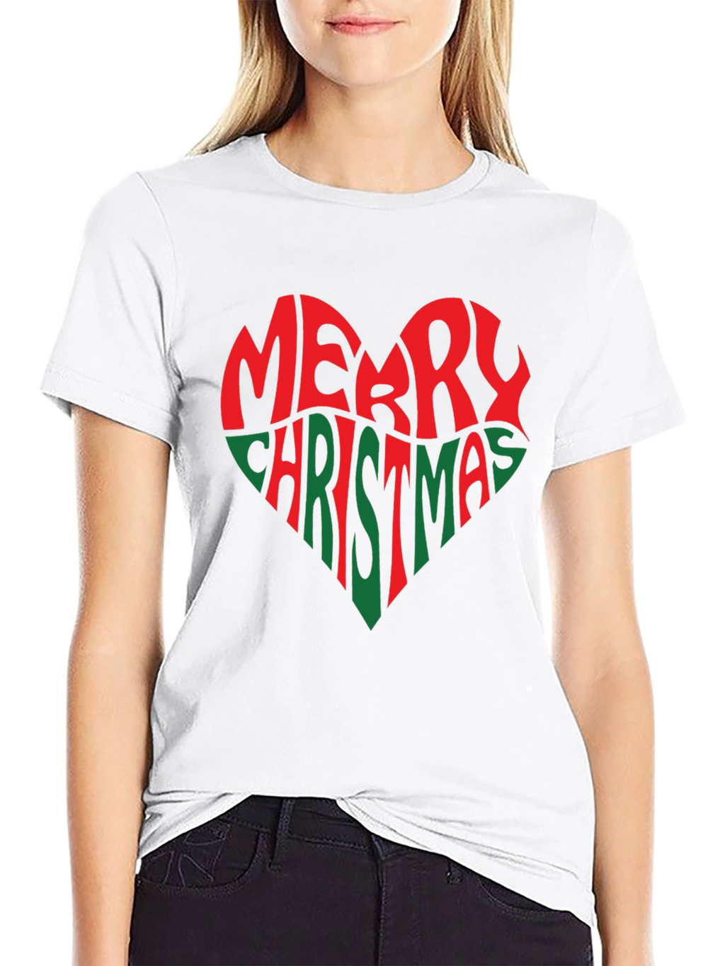 Merry Christmas Heart Graphic T-Shirt