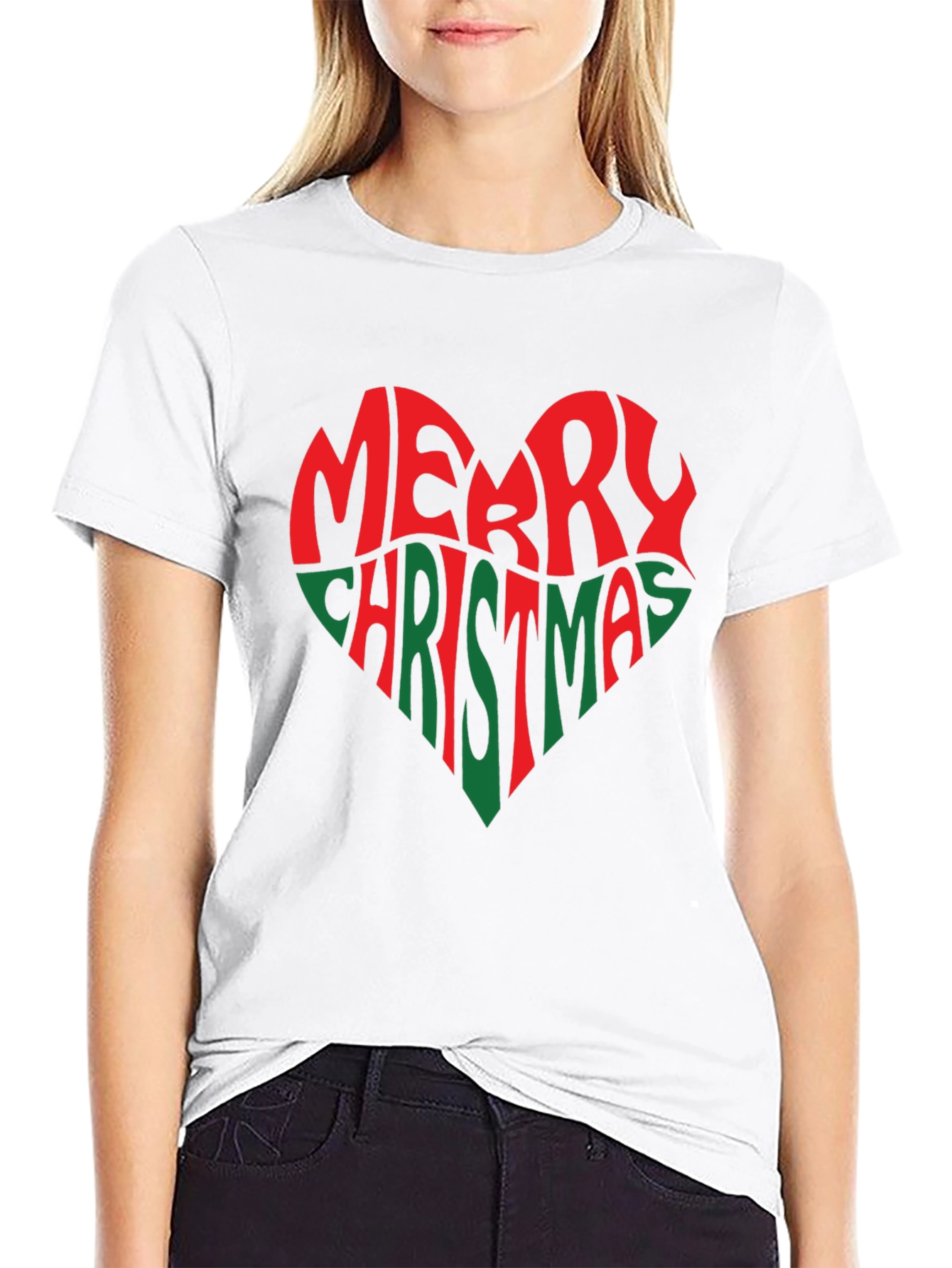 Merry Christmas Heart Graphic T-Shirt