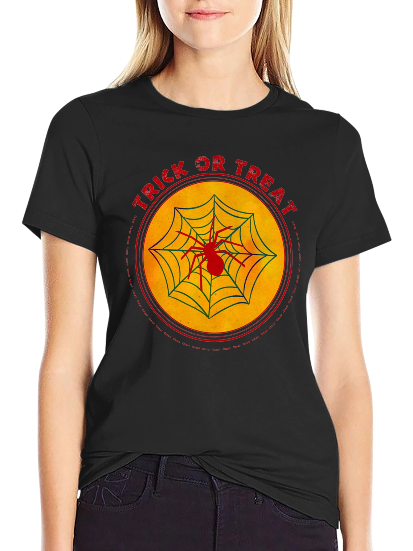 Trick or Treat Spider Web Halloween T-Shirt