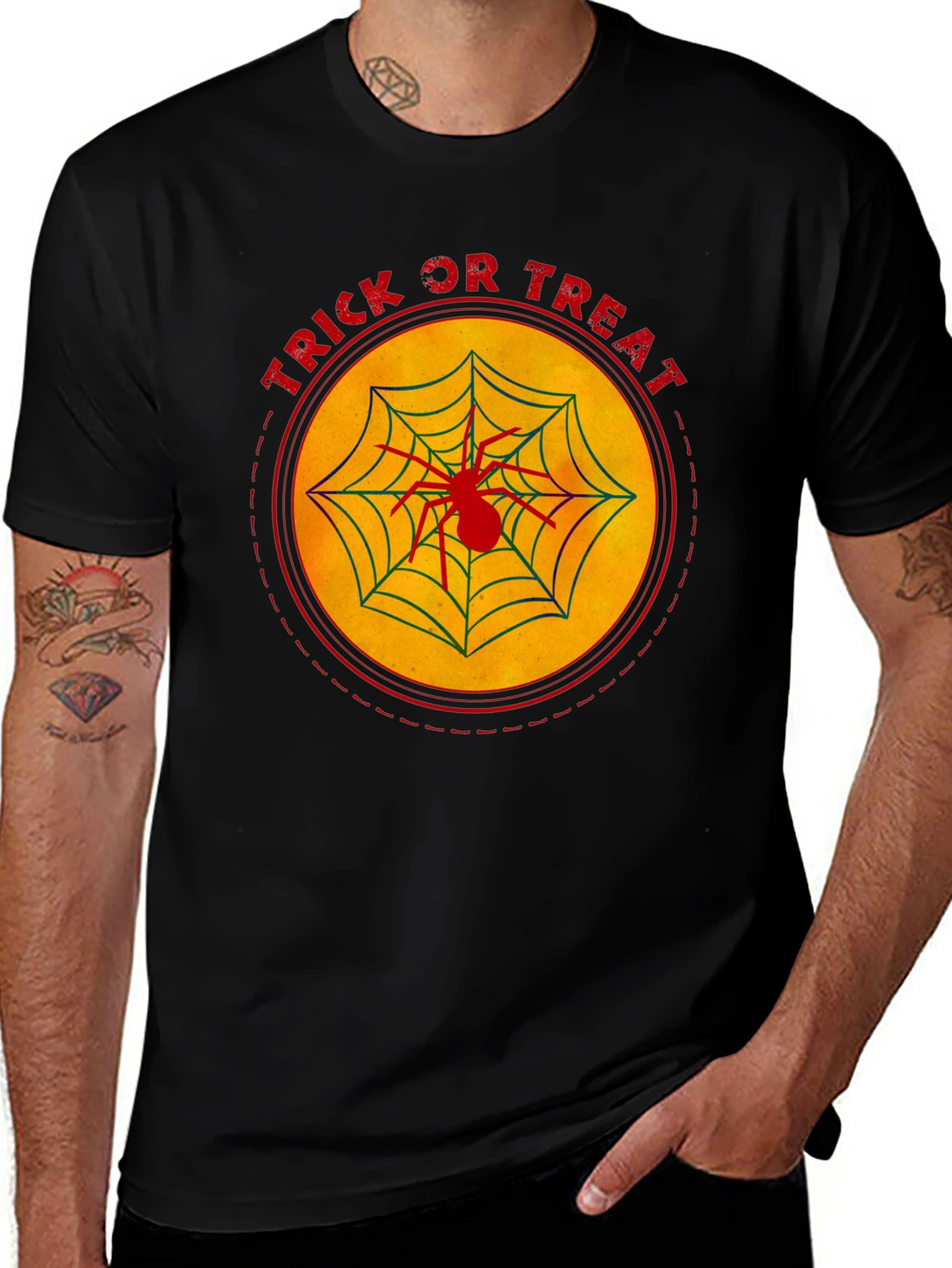 Trick or Treat Spider Web Halloween T-Shirt