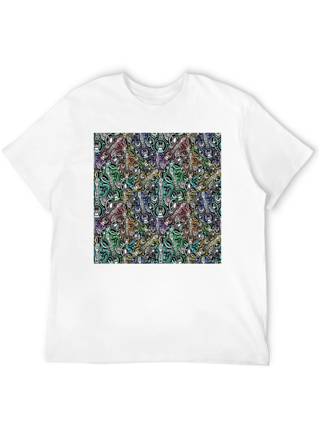 Abstract Music Pattern Black T-Shirt