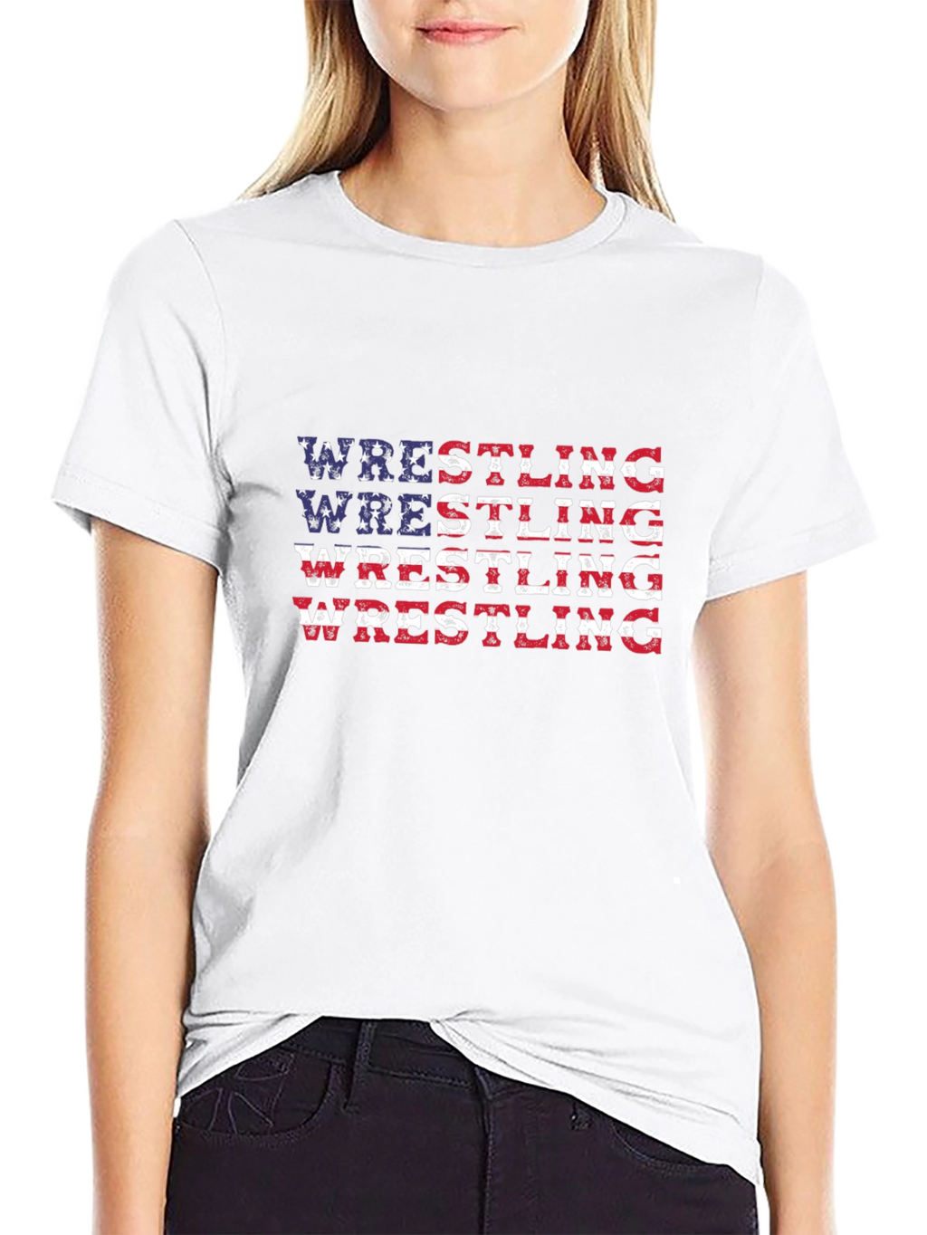 Wrestling USA Flag Graphic T-Shirt