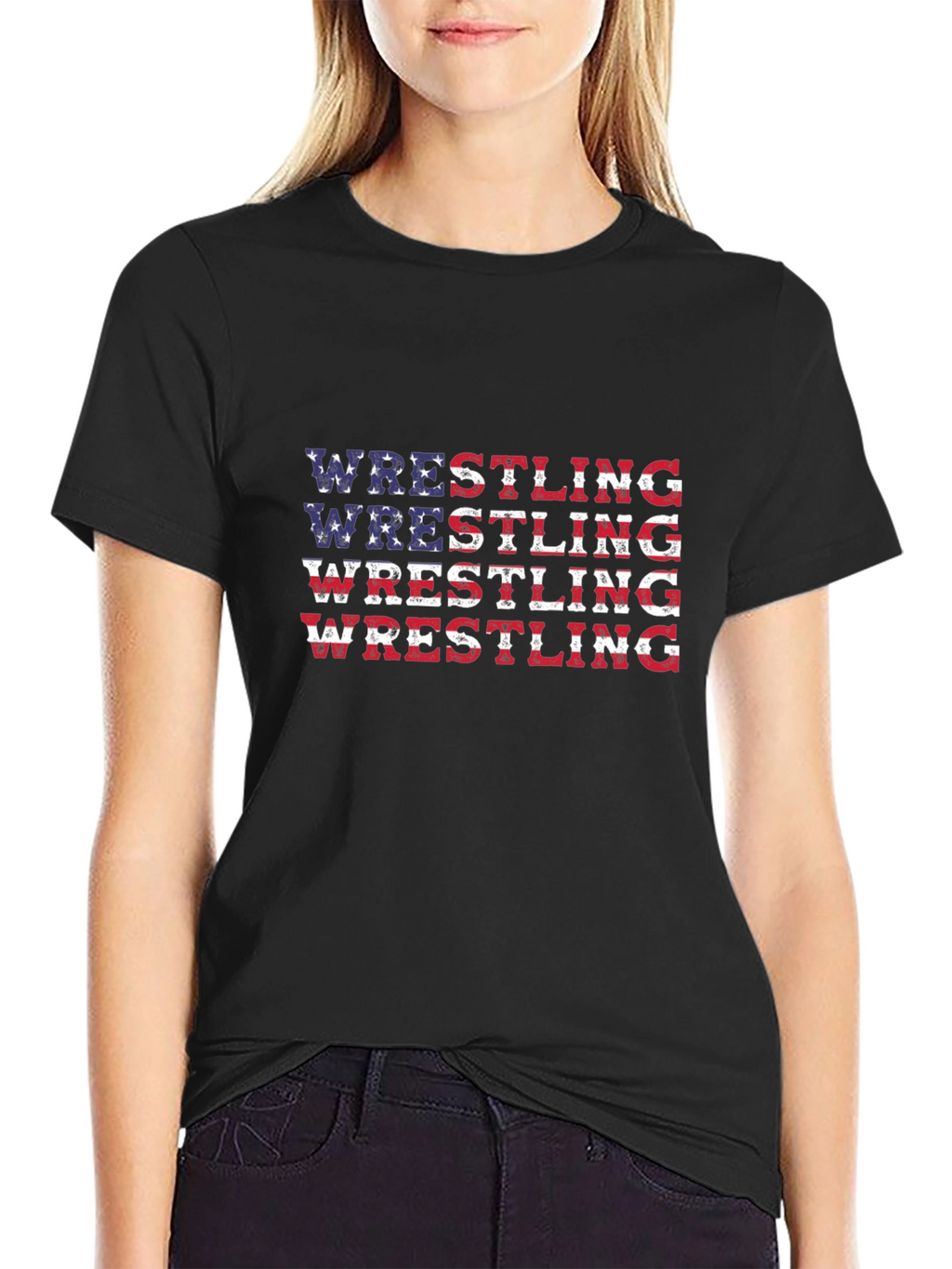 Wrestling USA Flag Graphic T-Shirt