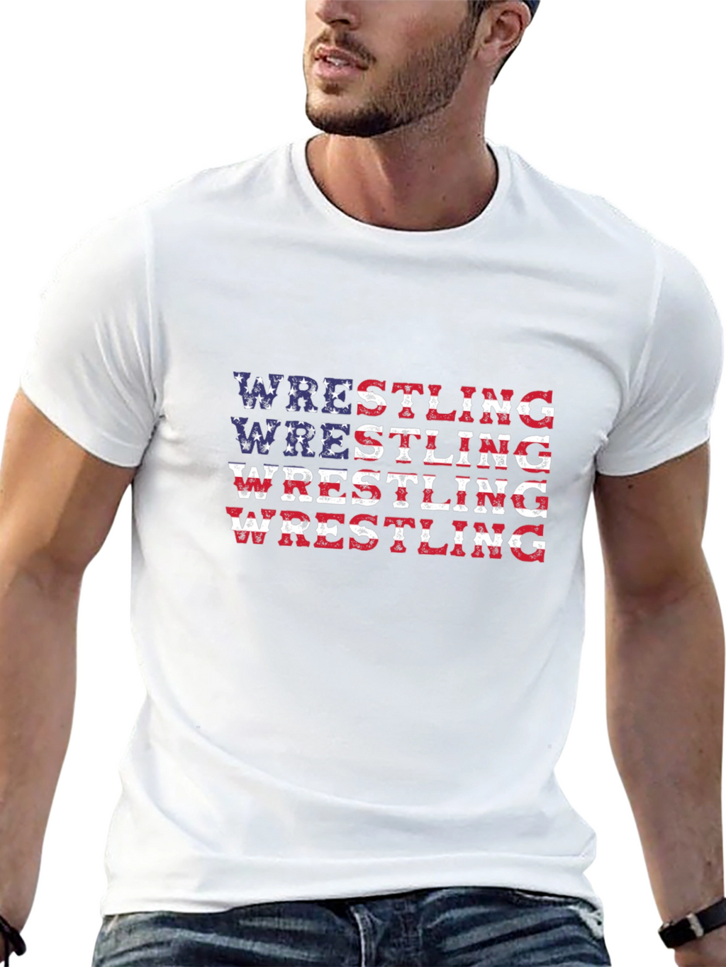 Wrestling USA Flag Graphic T-Shirt
